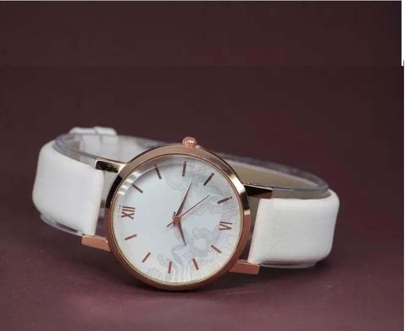 OBLETTER Elegant Rose Gold Analog Watch for Women & Girls - Stylish Floral Dial with Premium Leather Strap, Casual & Ladies Timepiece (Pack of 1) - Image 3
