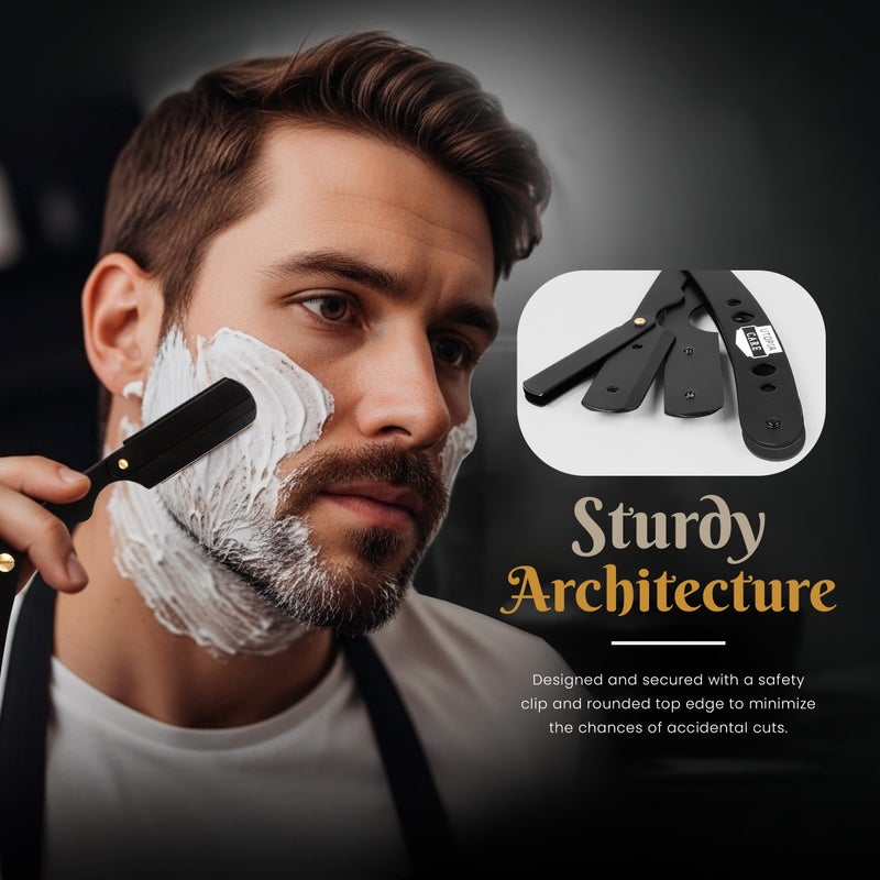Utopia Care Professional Straight Razor for Men, Barber Straight Edge Razor Safety with 100 Pack Blades, Black - Image 2