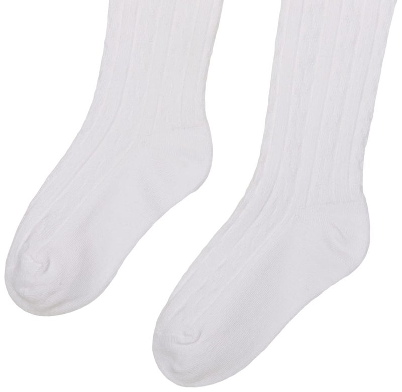 Jefferies Socks Baby Girls' Cable Tight 1 Pack, White, 6-18 Months - Image 2