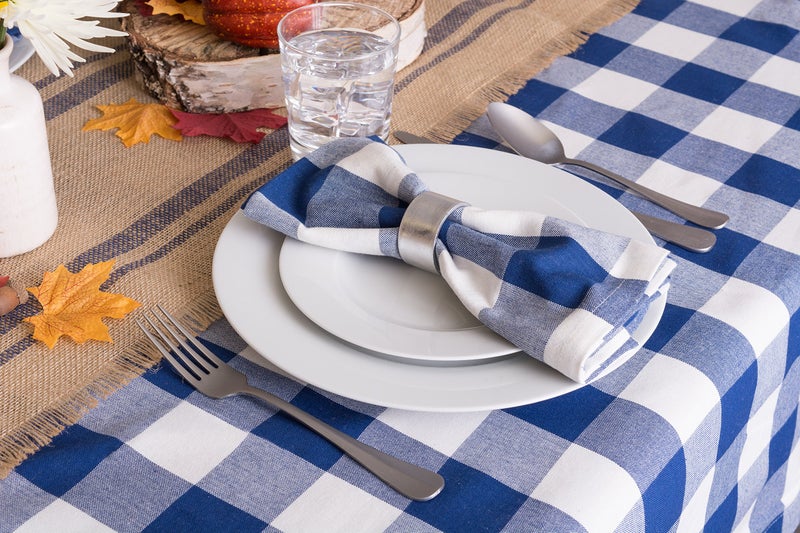 DII DII Buffalo Check Collection  Classic Farmhouse Tablecloth  Tablecloth  60x120  Navy & Cream  - Image 3