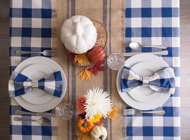 DII DII Buffalo Check Collection  Classic Farmhouse Tablecloth  Tablecloth  60x120  Navy & Cream  - Image 4