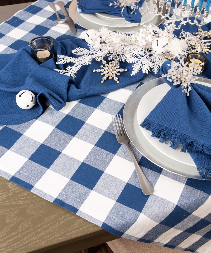 DII DII Buffalo Check Collection  Classic Farmhouse Tablecloth  Tablecloth  60x120  Navy & Cream  - Image 5