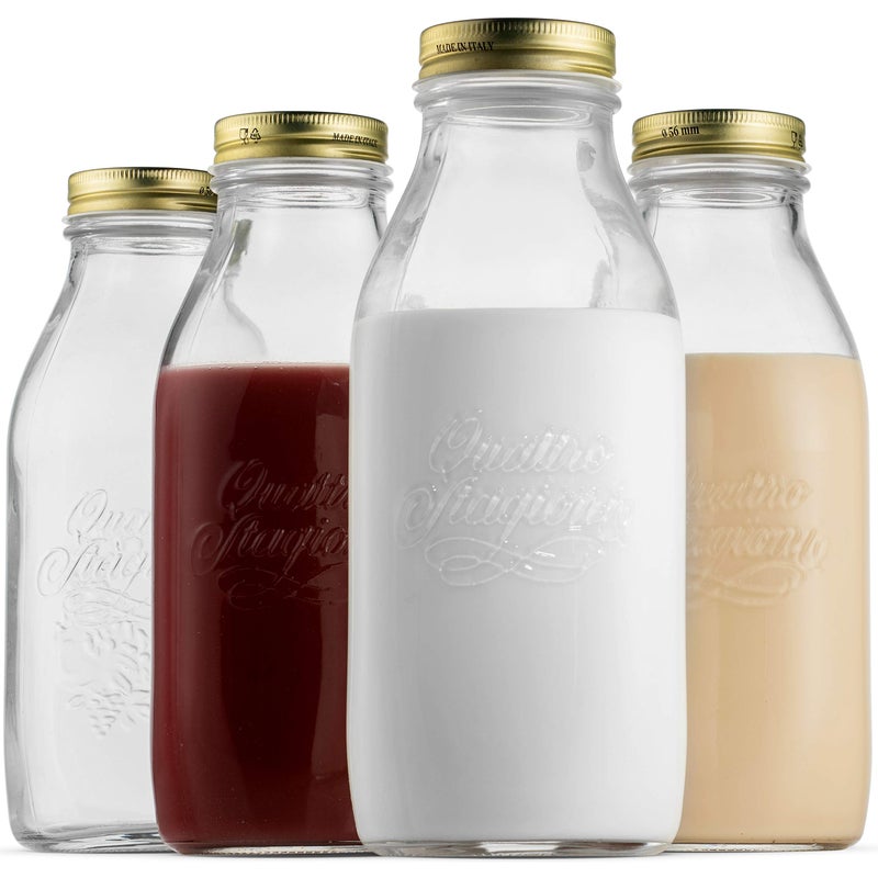 Bormioli Rocco Bormioli Rocco Quattro Stagioni Glass Milk Bottle 3375 4 Pack Clear 