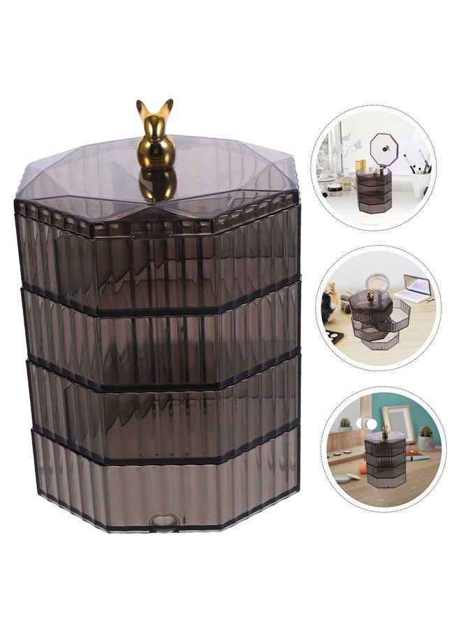 Generic Grey Jewelry Organizer with Handle, 4-Layer Acrylic Jewelry Box, Clear Jewelry Boxes for Women Girls, Make up Earring Organizer  - Image 5