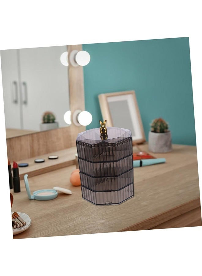 Generic Grey Jewelry Organizer with Handle, 4-Layer Acrylic Jewelry Box, Clear Jewelry Boxes for Women Girls, Make up Earring Organizer  - Image 4