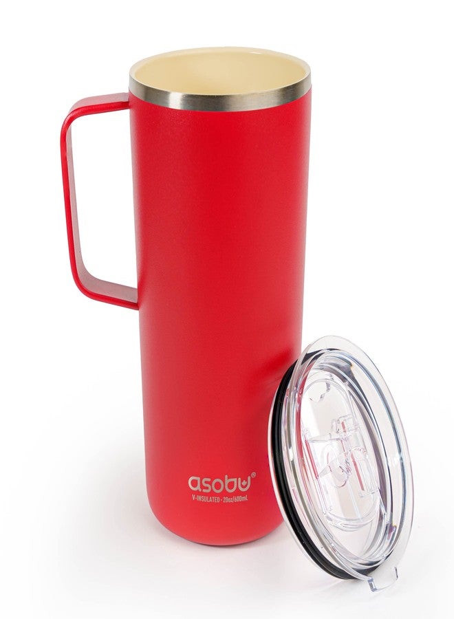 asobu Tower Mug Ceramic Inner Coated Insulated Stainless Steel Cup for Pure Tasting Coffee with Easy Hold Handle and Tritan Lid Fits Standard Cup Holders 20 Ounce Travel Mug - Image 1