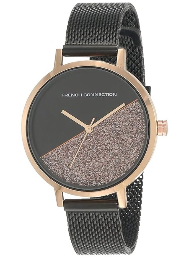 French Connection Women's Black Dial Black Stainless Steel Bracelet Analog Watch 35mm - Image 1