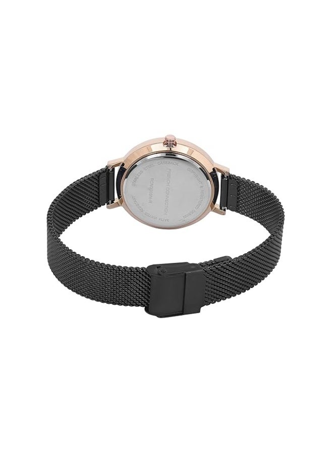 French Connection Women's Black Dial Black Stainless Steel Bracelet Analog Watch 35mm - Image 4