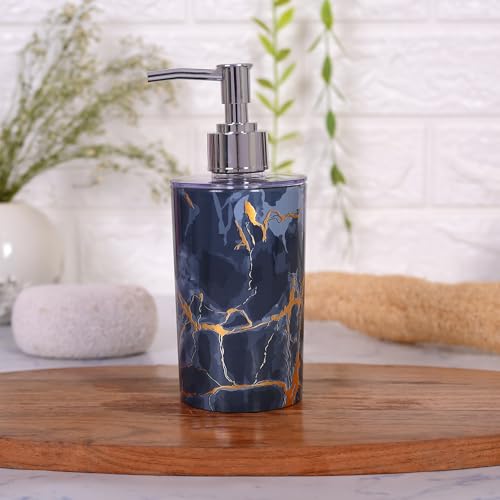 Shenron Refillable Liquid Soap Dispenser. Unbreakable Plastic Dispenser for Sanitizer Lotion Shampoo. Handwash Bottle for Kitchen, Bathroom, Shower, Wash Basin, Sink - 250ML (Grey Marble, Pack of 1) - Image 1