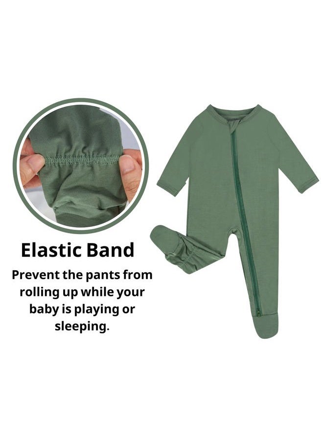 GUISBY 4-Pack Baby Boys Girls Zip-Front Sleeper Pajamas, Footed Sleep 'n Play, Black-green-sliver Grey-maroon, 0-3 Months - Image 3