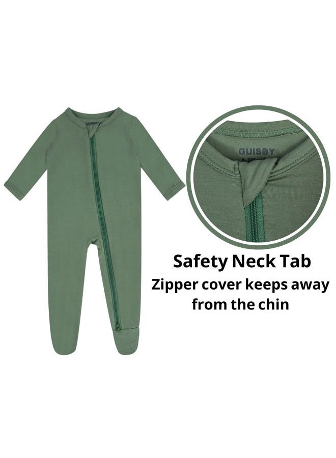 GUISBY 4-Pack Baby Boys Girls Zip-Front Sleeper Pajamas, Footed Sleep 'n Play, Black-green-sliver Grey-maroon, 0-3 Months - Image 2