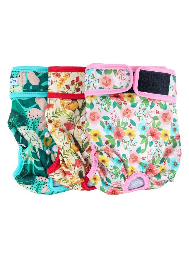 Leekalos Leekalos Reusable Washable Dog Diapers Female (3 Pack) - Highly Absorbent Doggie Diapers - Size Adjustable Puppy Diapers for Dog Period Panties (Small, Flora) - Image 1