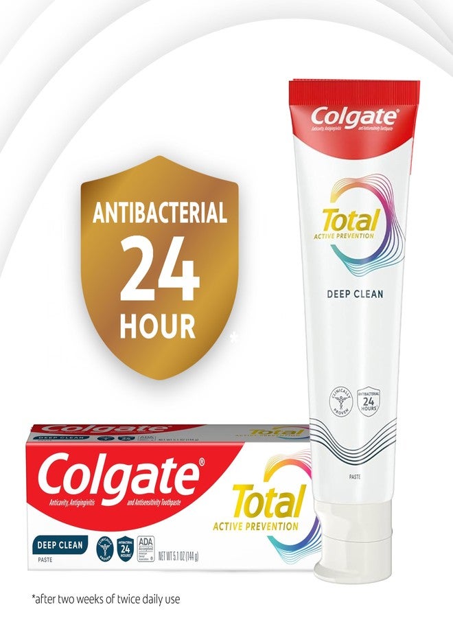 Colgate معجون أسنان كولجيت توتال أكتيف للوقاية العميقة من التسوس، معجون فلورايد مضاد للتسوس، تركيبة فلورايد مثبتة سريرياً تساعد في مكافحة بكتيريا البلاك، بنكهة النعناع، 3 عبوات، 5.1 أونصة - Image 5