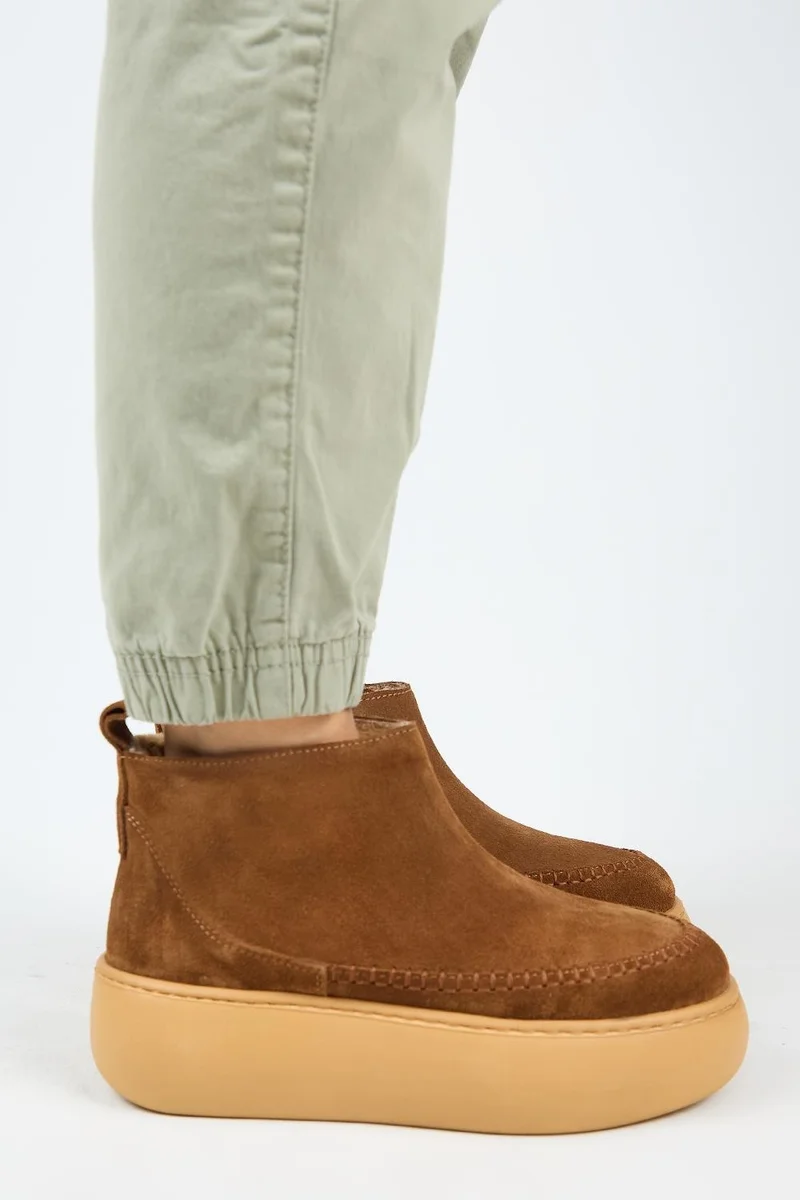 Manijero Manijero (Carolina) Women's Genuine Leather Fur-Lined Mini Tan Boots