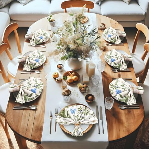 Funnymoom 24 Pcs Herbs and Wild Flowers Cloth Napkins Floral Plants Reusable Napkins Country French Toile Dinner Soft Absorbent for Summer Holiday Party - Image 5