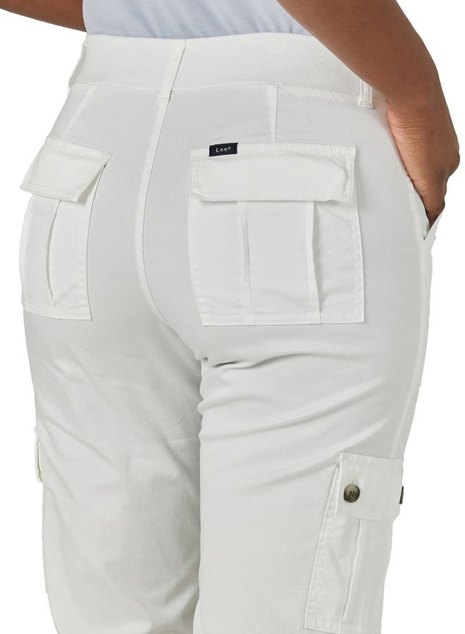 LEE Women's Flex-to-go Mid-Rise Relaxed Fit Cargo Capri Pant, White, 12 - Image 2