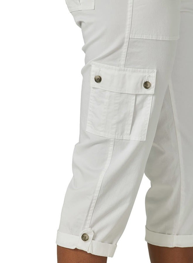LEE Women's Flex-to-go Mid-Rise Relaxed Fit Cargo Capri Pant, White, 12 - Image 3