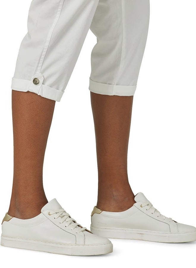 LEE Women's Flex-to-go Mid-Rise Relaxed Fit Cargo Capri Pant, White, 12 - Image 4