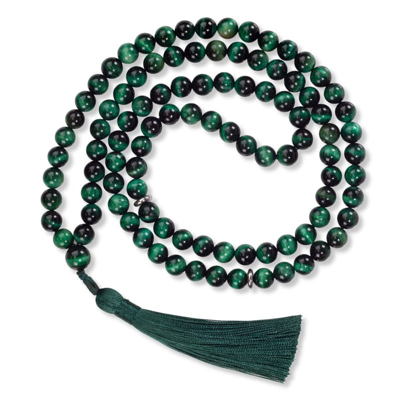 Tasbih Premium Muslim Prayer Beads Made with Natural Stone Beads for Daily Misbaha and Meditation 8mm 99 Beads Green Tiger Eye Dark Green