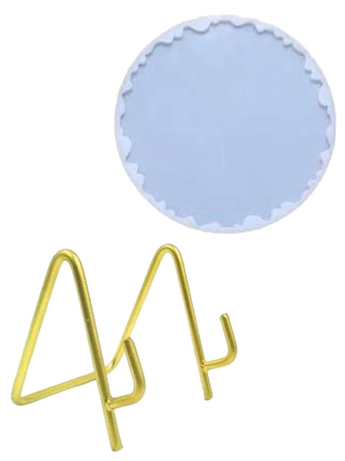 Gold Metal Display Stand 4x4 Inch 8Inch Agate Frame Silicone Mold for Resin Art Pack of 1 Each Elegant Iron Easel DIY Resin Casting Mold