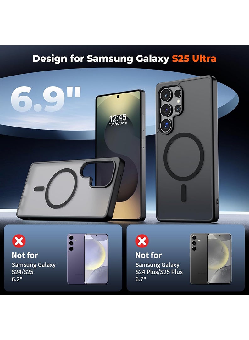 Case Up Case for Samsung Galaxy S25 Ultra Compatible with MagSafe & Military-Grade Protection, Magnetic Translucent Matte Shockproof Cover for Galaxy S25 Ultra Black - Image 2
