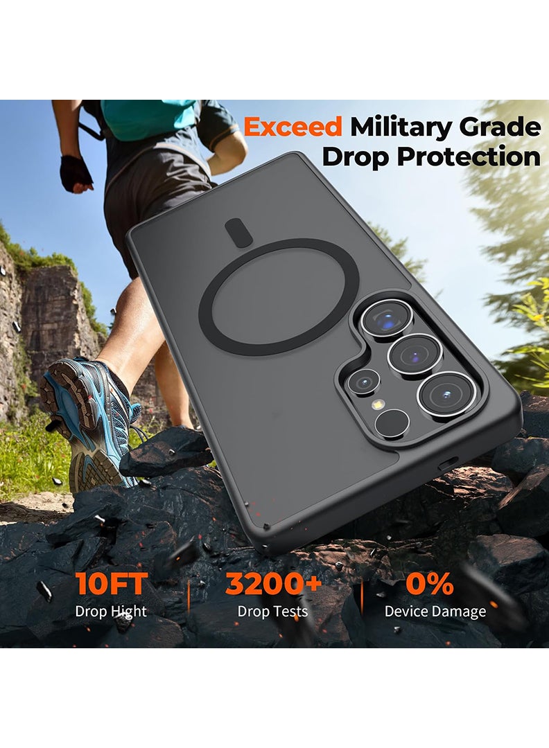 Case Up Case for Samsung Galaxy S25 Ultra Compatible with MagSafe & Military-Grade Protection, Magnetic Translucent Matte Shockproof Cover for Galaxy S25 Ultra Black - Image 4