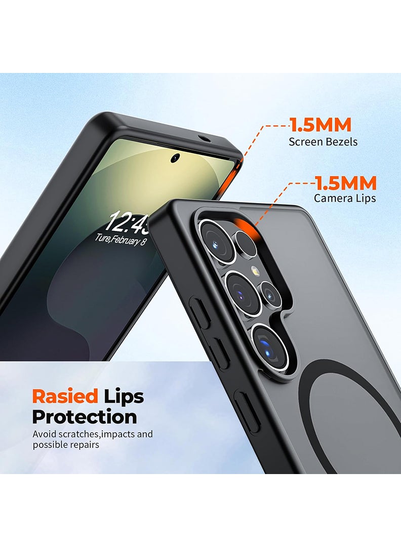 Case Up Case for Samsung Galaxy S25 Ultra Compatible with MagSafe & Military-Grade Protection, Magnetic Translucent Matte Shockproof Cover for Galaxy S25 Ultra Black - Image 5