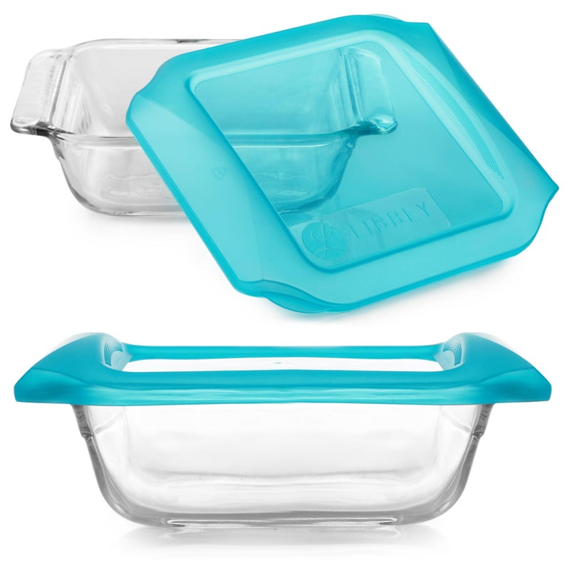 Libbey Bakerâ€™s Premium 8x8 Inch Glass Baking Dish Set of 2 with Lids, Stackable Bakeware with GreatGrip Handles, Durable Covered Square Dishes - Image 5