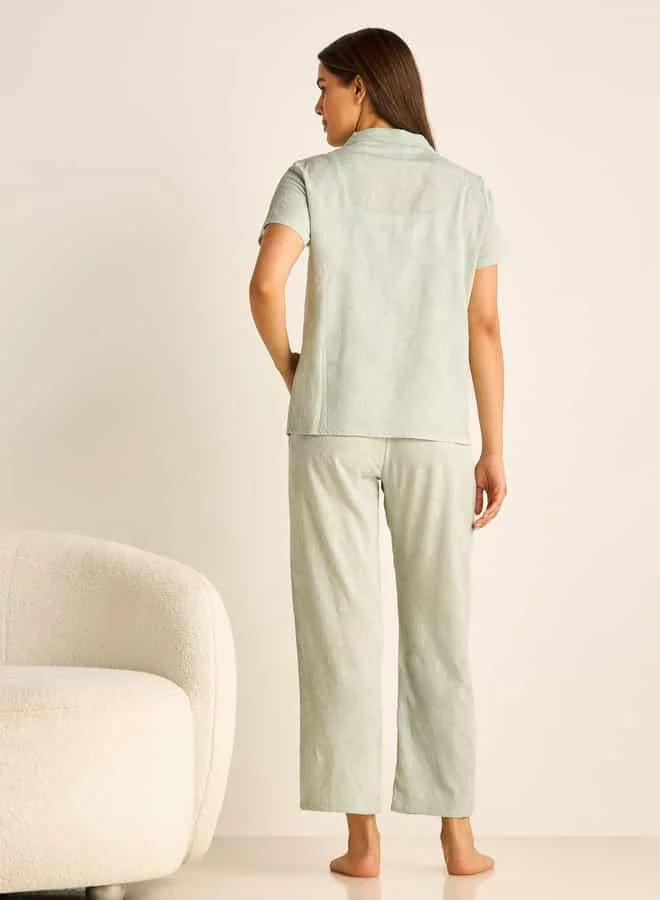 Splash FAV Textured Maternity Shirt and Pyjama Set