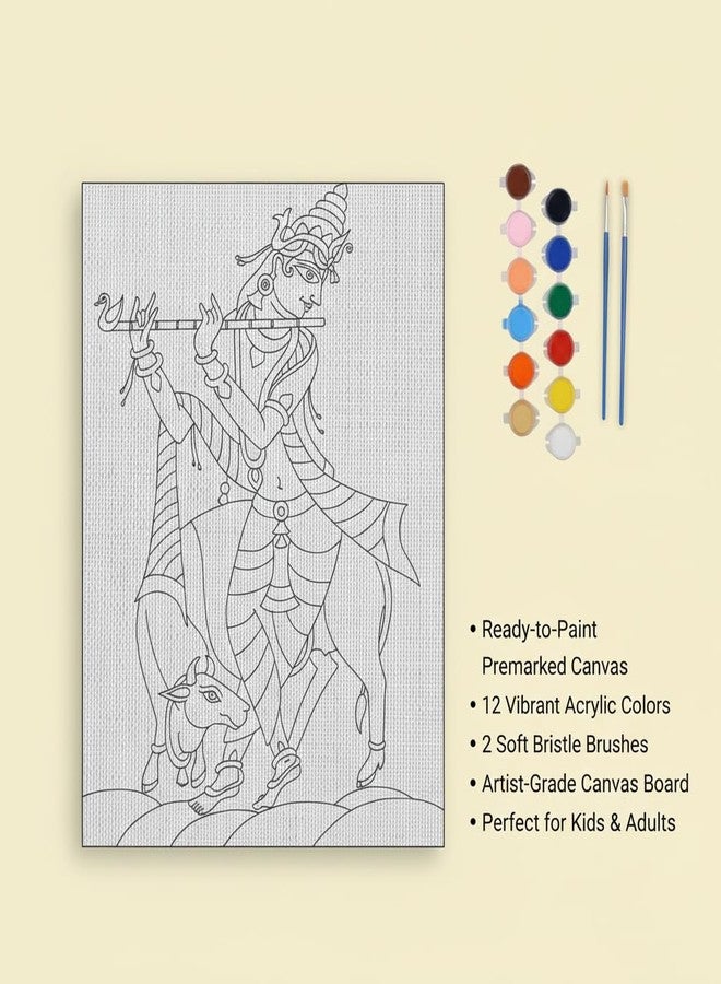 HOBBY INDIA Canvas Painting Board Kit for Kids & Adults | DIY Art & Craft Gift for Boys & Girls | Pre-Designed Indian Handmade Art | Home, Bedroom, Living Room & Office Décor (12 x 9 Inch) (S.K.F) - Image 3
