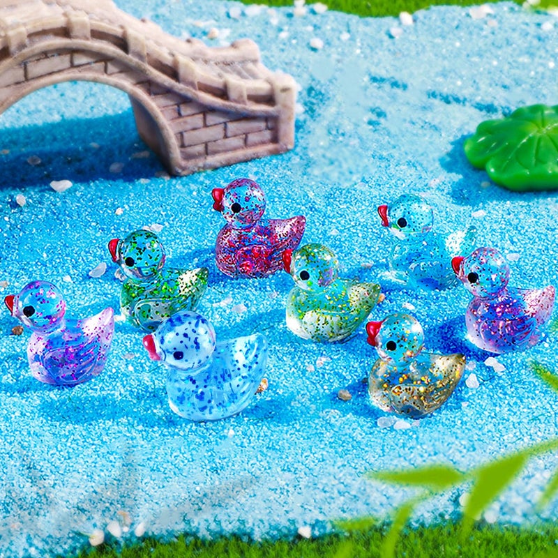 Babelshar 100pcs Mini Colorful Glitter Resin Ducks, Tiny Resin Duck Miniature Animals Bulk, Outdoor Small Plastic Figurines for Miniature Garden Statues Landscape Aquarium Potted Fairy Garden Home Decor - Image 5