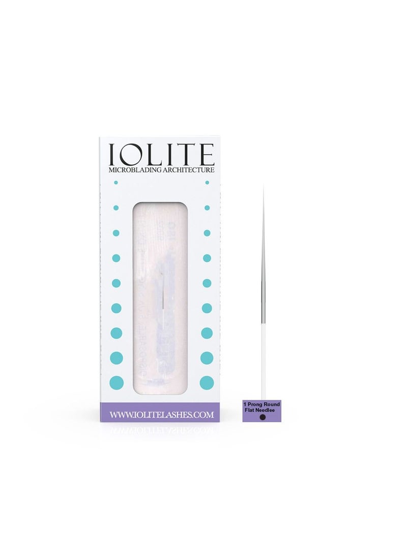 IOLITE Microblading 1 Prong Round Flat Needle IR1PWHT SPMU NEEDLE Size 18mm one-time use disposable blade Sterile packaged 12pcs - Image 1