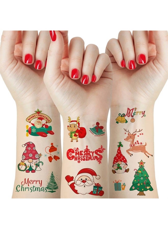 FATHER.SON 100 Pieces Christmas Temporary Tattoos for Kids, 20 Sheets Stocking Stuffers Santa Claus Christmas Tree Snowman Waterproof Tattoos Stickers for Christmas Holiday Birthday Party Decorations - Image 1