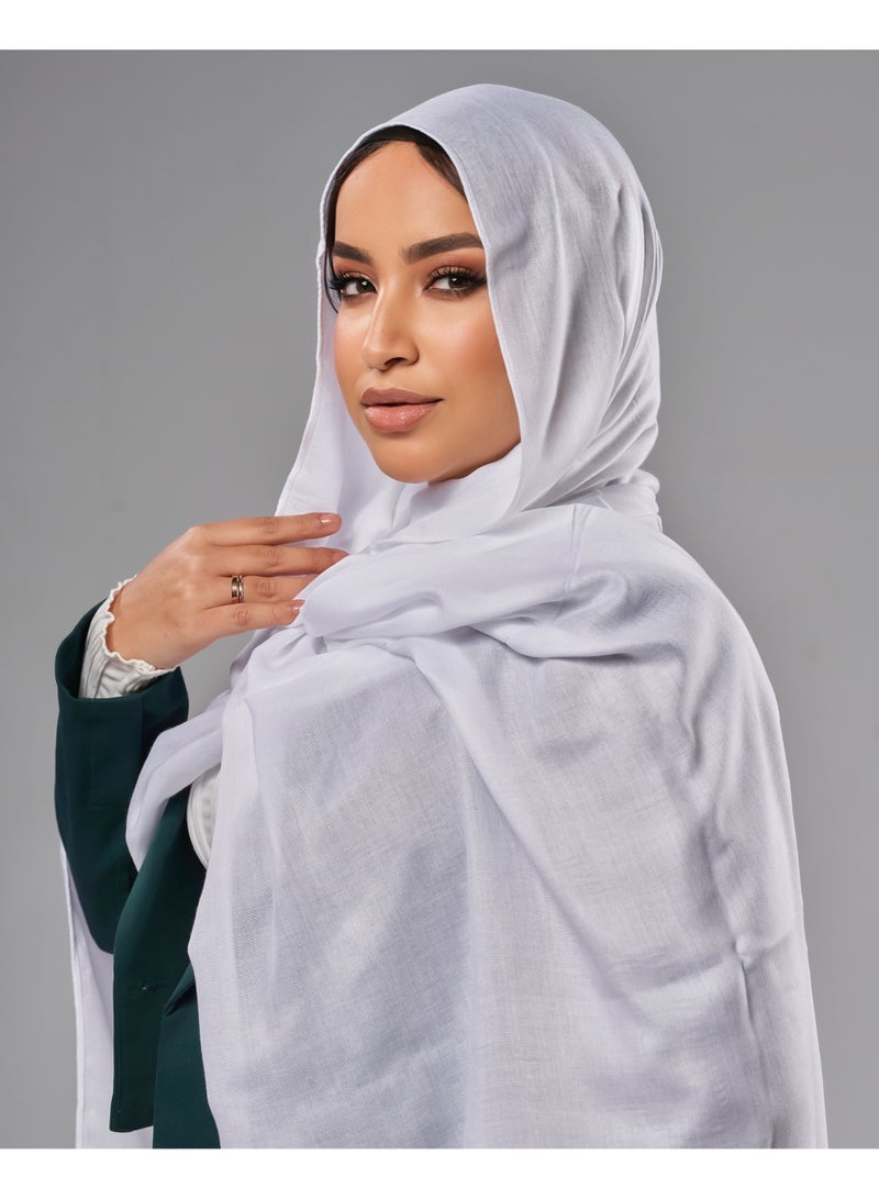 Lavezzi Breathable Cotton Modal Hijab Scarf For Women - Women Solid Color Head Scarf Wrap - White - Image 4