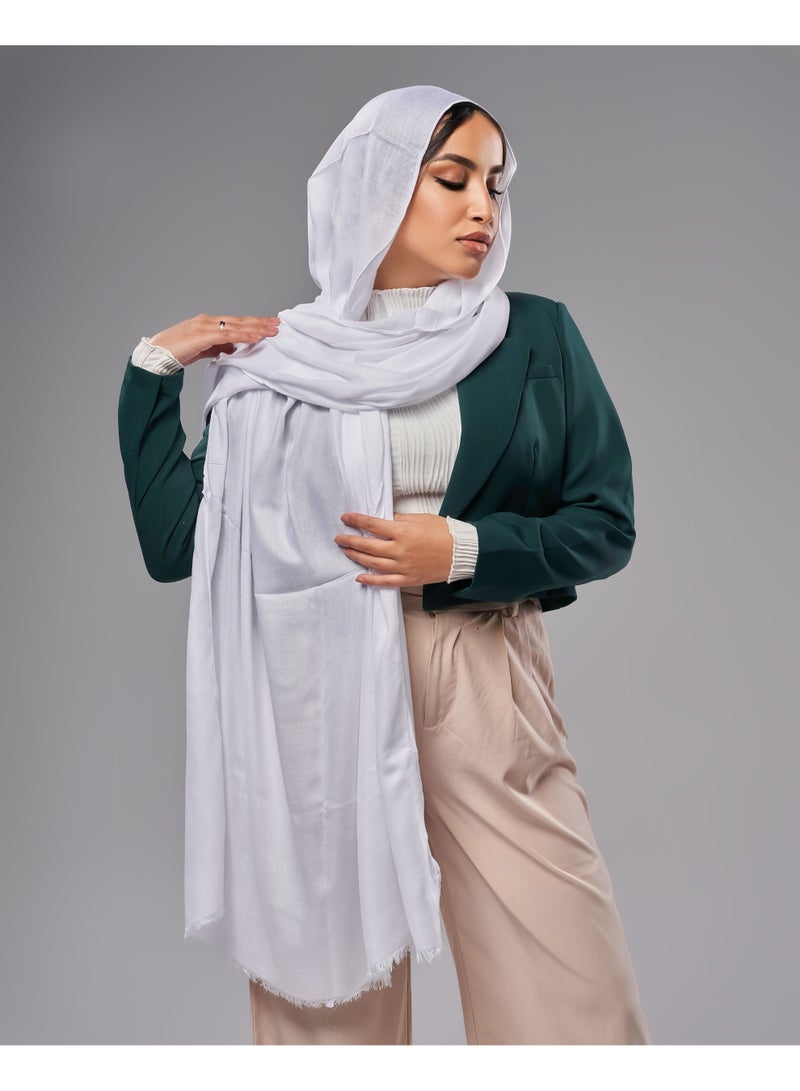 Lavezzi Breathable Cotton Modal Hijab Scarf For Women - Women Solid Color Head Scarf Wrap - White - Image 1