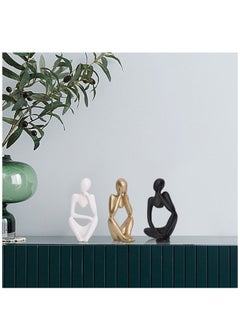 Generic Collectible Abstract Concrete Thinking Person Sculpture Art Figurine for Desk, Bookshelf, Home Decoration, Set of 3  - Image 1