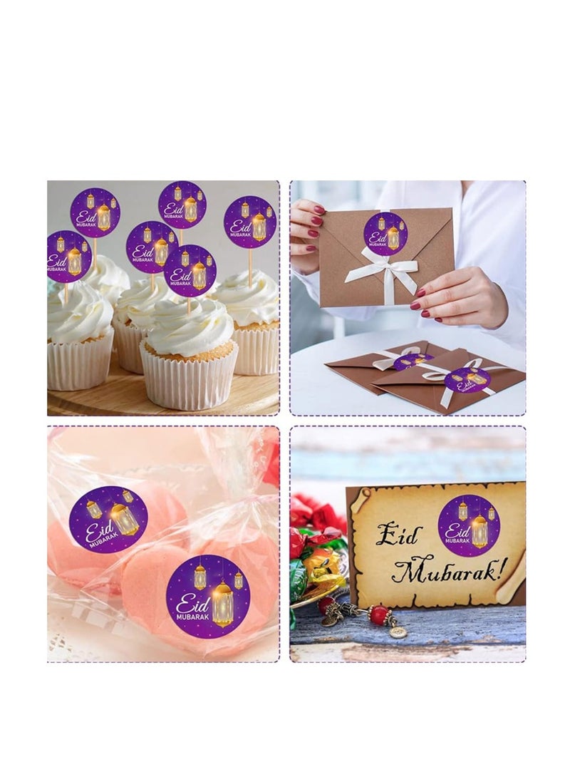 OASIS-TH 500Pcs Ramadan Kareem Adhensive Stickers Eid Mubarak Perforated Roll Sticker Gift Tag  - Image 2