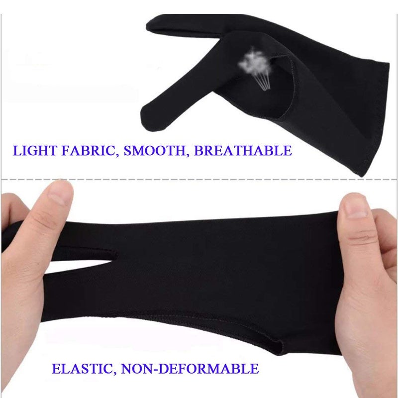 Gzingen 5 Pieces Artist Glove for Drawing Tablet, Two-Finger Tablet Drawing Gloves, Digital Artist Gloves for Graphics Pen Drawing Tablet Monitor Painting, Artist Glove for Right Hand and Left Hand - Image 4