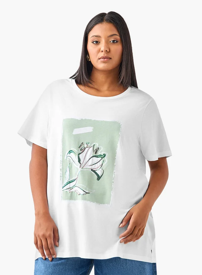 Ulla Popken Plus Size Ulla Popken Printed T-shirt