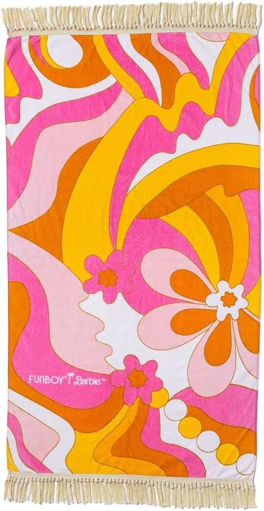 FUNBOY  Barbie Luxury Dream Oversized Beach Towel with Fringe Medium - Image 1