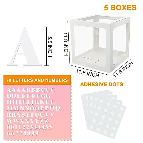QPEY Thickened 5 PCs White Transparent Balloon Boxes with 78 Letters & Numbers for Custom Name,Clear Baby Boxes Love Balloon Box for Baby Shower,Gender Reveal, Bridal Shower & Birthday Party,Prom Boxes - Image 2