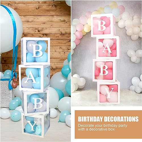 QPEY Thickened 5 PCs White Transparent Balloon Boxes with 78 Letters & Numbers for Custom Name,Clear Baby Boxes Love Balloon Box for Baby Shower,Gender Reveal, Bridal Shower & Birthday Party,Prom Boxes - Image 4