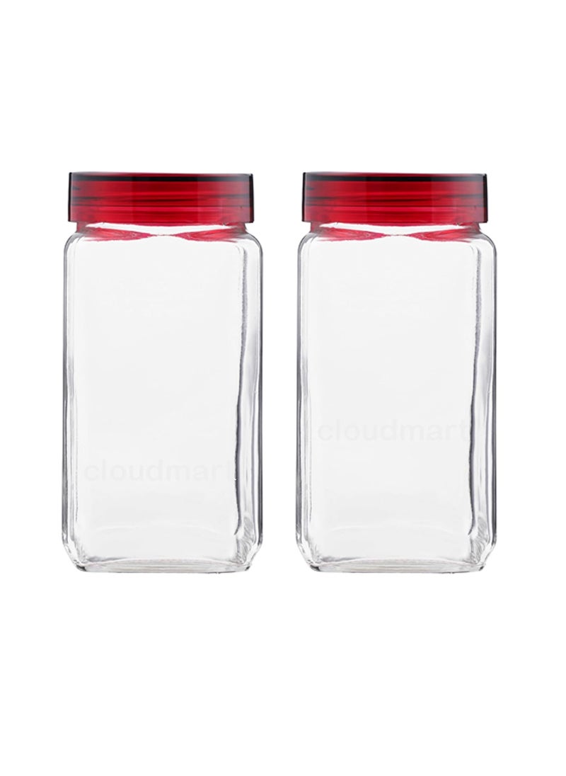 Cloudmart Cloudmart Glass Seasoning Container (300Ml, 2 Pieces, Multi Color), Pickle Storage Jar, Oil/Honey Dispenser Bottle with Spoon, (Set Of 2)  - Image 1