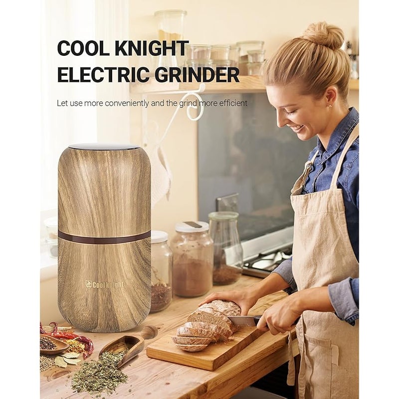 COOL KNIGHT كول نايت مطحنة اعشاب كهربائية 【سعة كبيرة/سرعة دوران عالية】 - مطحنة كهربائية للتوابل والاعشاب (حبوب الخشب 2) - Image 5