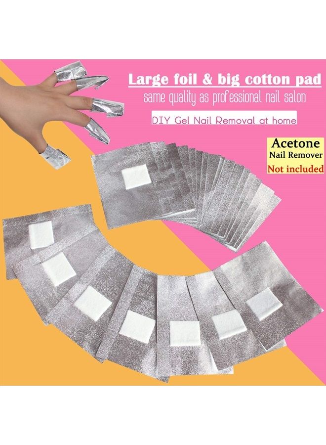 MIILYE Nail Polish Remover Foil Wraps for Acrylic/Dip Powder/UV/Gel/Polish Varnish Soak-off Removal, with Pre-attached Lint Free Pad (100x Gel Nail Polish Remover Wraps) - Image 2