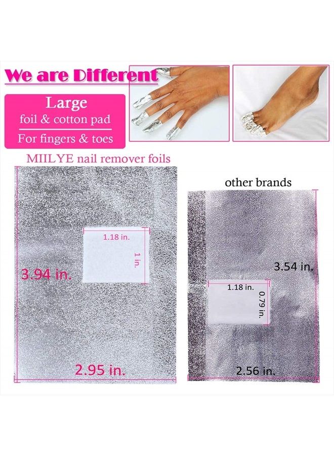 MIILYE Nail Polish Remover Foil Wraps for Acrylic/Dip Powder/UV/Gel/Polish Varnish Soak-off Removal, with Pre-attached Lint Free Pad (100x Gel Nail Polish Remover Wraps) - Image 4