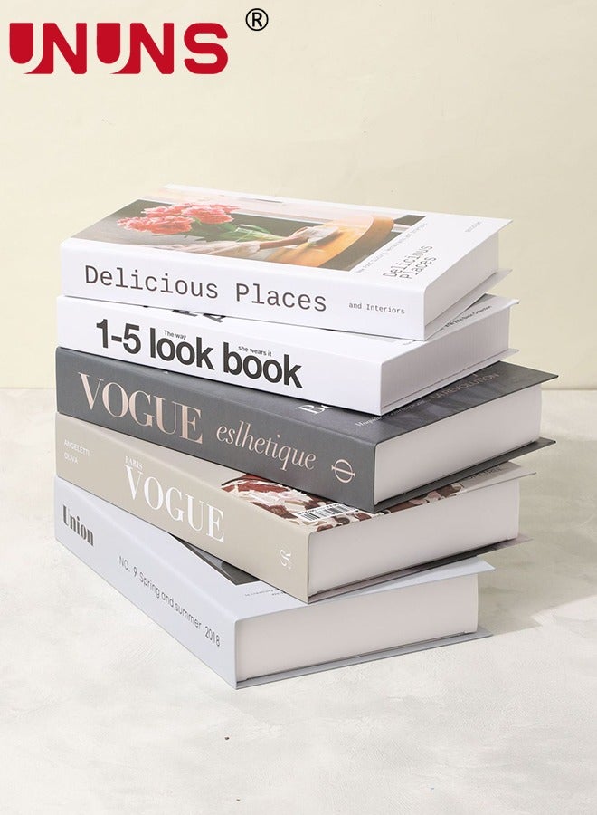 UNUNS 5 قطع كتب زخرفية، كتب مزيفة لتزيين المنزل، كتب جمالية لتزيين الغرفة، طاولة قهوة، غرفة المعيشة، تصميم أنيق، رف الكتب، تزيين الرفوف، مجموعة كتب زخرفية مصممة - Image 5