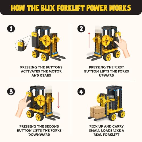 BLIX Forklift Non-Motorized Construction Set, 185 ABS Parts, Learn Rack & Pinion Mechanism, 6-in-1 Educational STEM Toy Kit for Kids Aged 5+ - Image 5