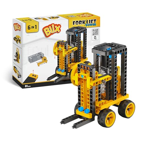 BLIX Forklift Non-Motorized Construction Set, 185 ABS Parts, Learn Rack & Pinion Mechanism, 6-in-1 Educational STEM Toy Kit for Kids Aged 5+ - Image 1