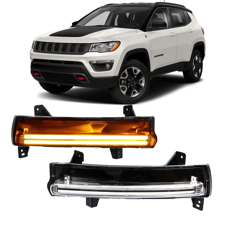 مصباح ضباب LED DRL من Dreamseek لجيب كومباس 2017 2018 2019 2020 2021 مع إشارة انعطاف ديناميكية متسلسلة